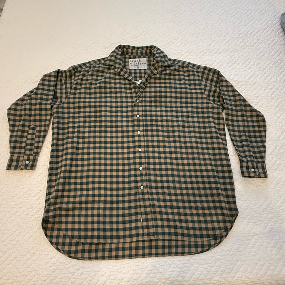 Frank & Eileen Green and Tan Check Flannel Shirley Shirt - Size M